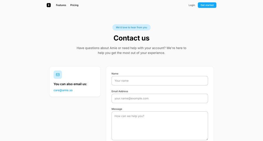 Amie
			 customer support ui page example