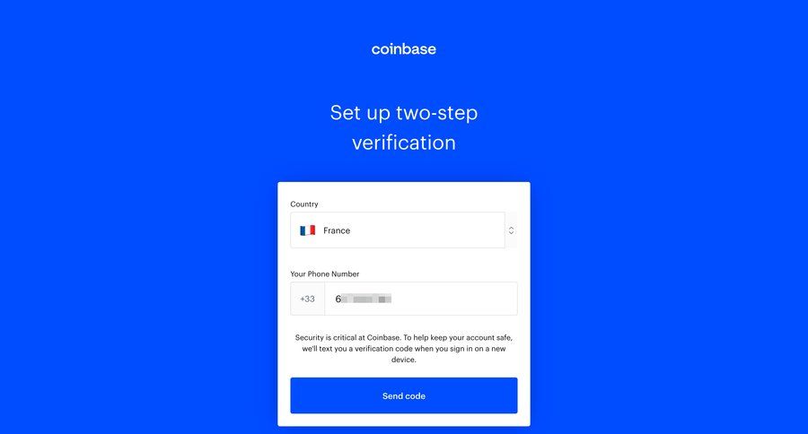 Coinbase
				onboarding page example