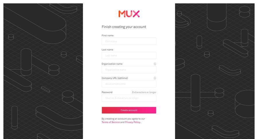 Mux
				signup page example