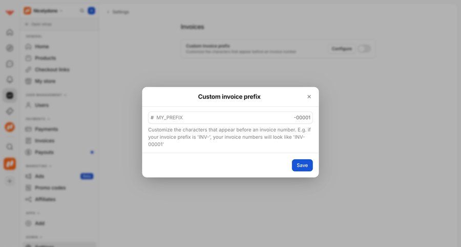 Whop
			 configuration settings e-commerce form modal dialog save changes configuration screen ui page example