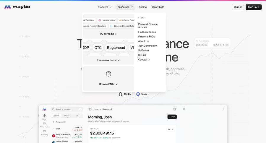 Maybe Finance
				dropdown & other states ui page example