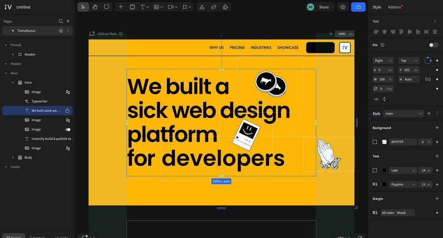 Vev
			 content management grid design tree view drag and drop sidebar ui page example