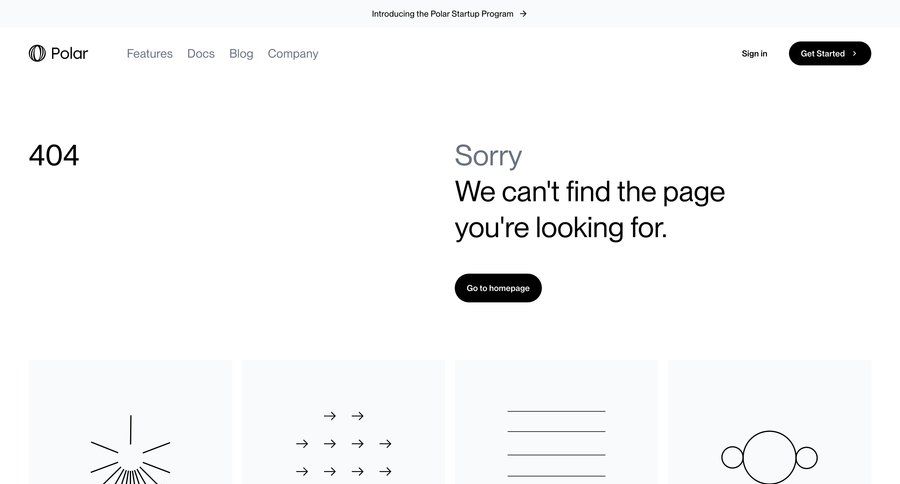Polar
			404 minimalist design empty state illustration page not found ui page example