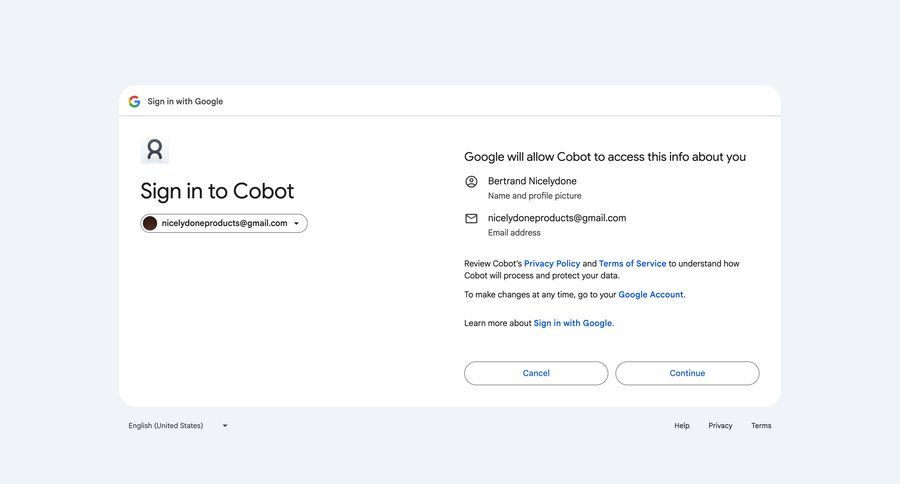 Cobot
				signin ui page example