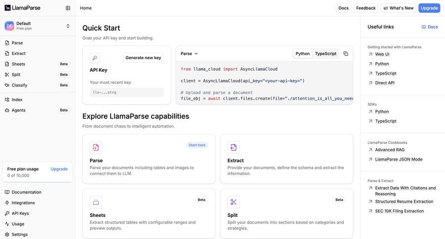 Llamaindex
				home ui page example