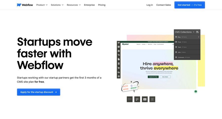 Webflow
			startup & non-profit program free trial localization typography affiliate program global search check out ui page example