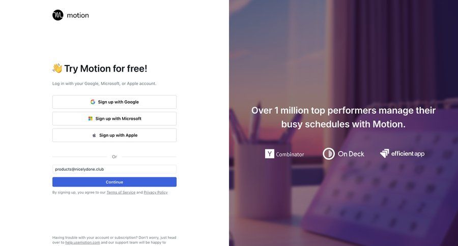 Motion
				signup page example
