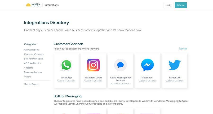 Zendesk
			 grid customer communication extend trial conversational ui page example