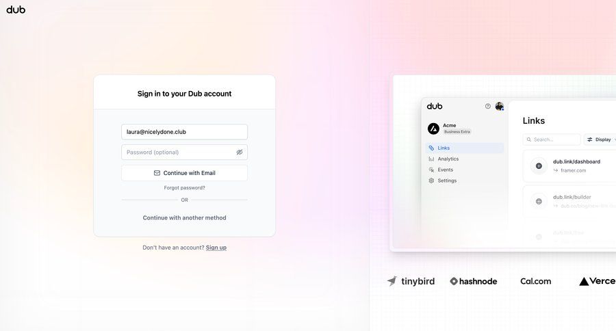 Dub
			 dashboard account management form split screen authentication login sidebar connection auth signin sign in log in menu login page ui page example