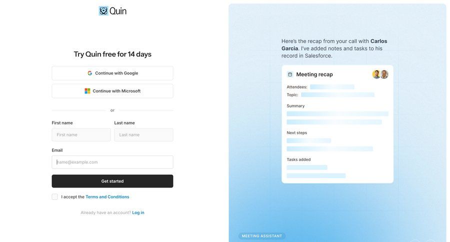 Quin screen example