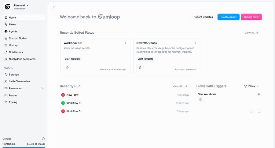 Gumloop
				dashboard & stats ui page example