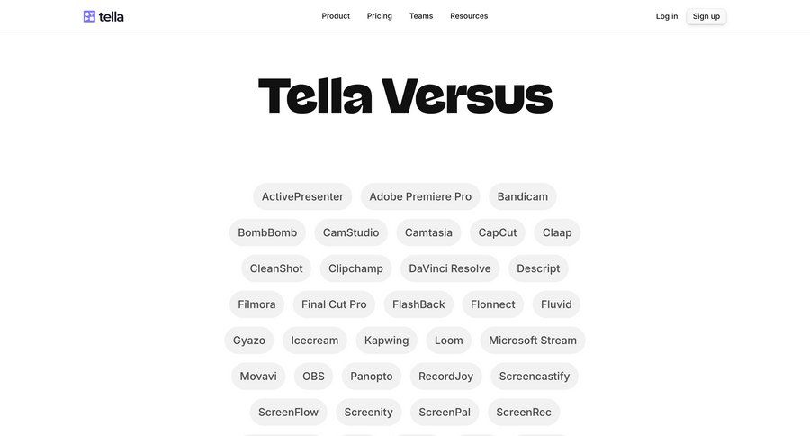 Tella
			 call recording comparison page competition vs comparision alternatives ui page example