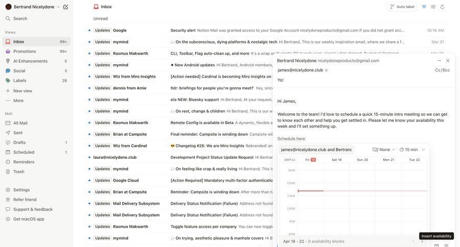 Notion Mail
			 grid onboarding automation modal dialog email management schedule email inbox sidebar communication chat messages not found page not found ui page example