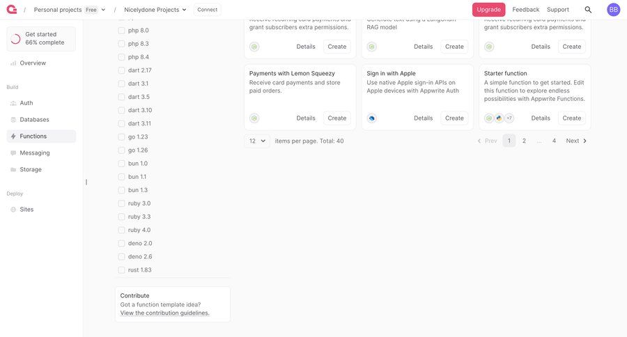 Appwrite
			 template library ui page example