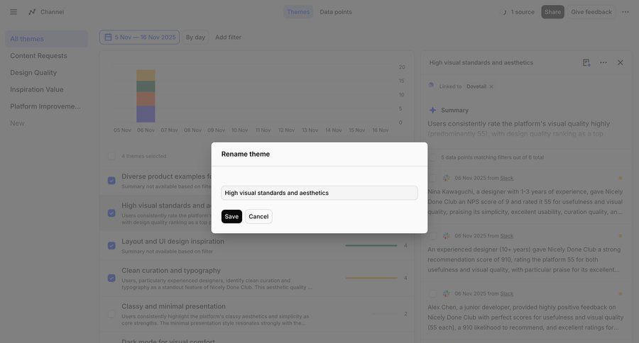 Dovetail
				settings ui page example