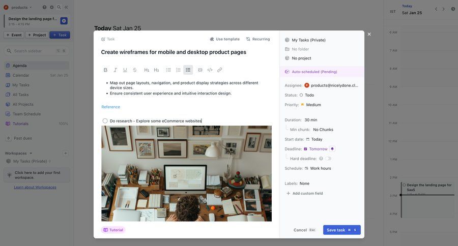 Motion
			 task management project management form modal dialog desktop rich text ui page example