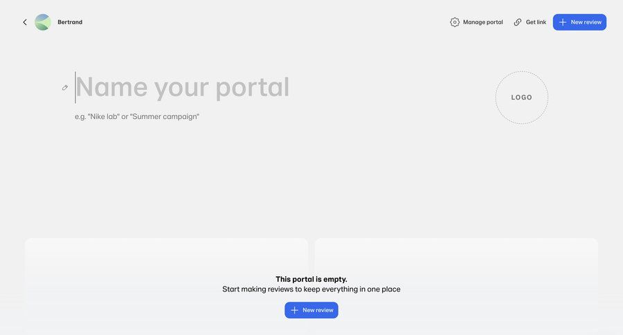 WeTransfer
			 onboarding form full-screen layout blank state void blank non-ideal state empty page prompt create setup review ui page example