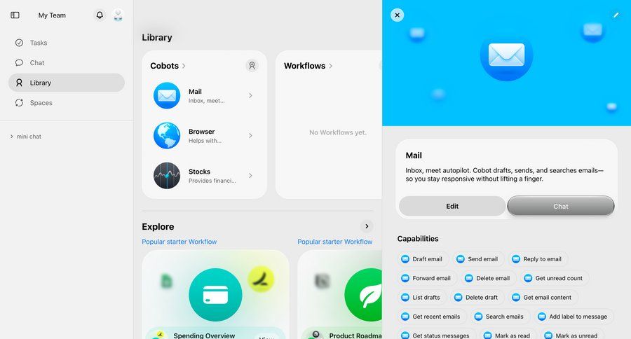 Cobot
			settings list detail page form dashboard email management sidebar menu ui page example