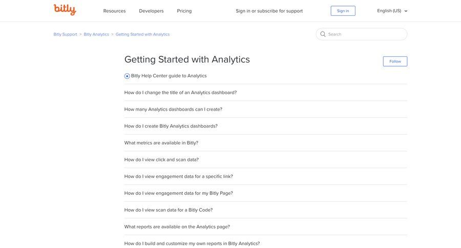 Bitly
			 getting started ui page example