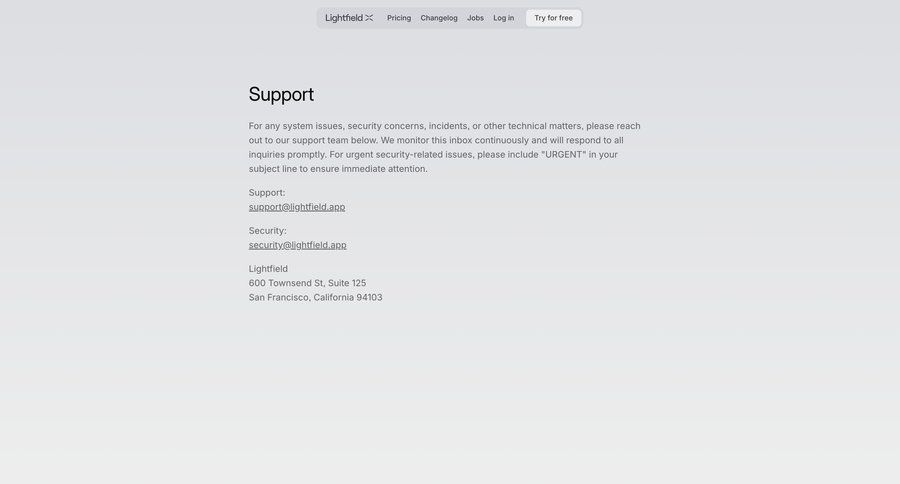 Lightfield
				support / help center ui page example