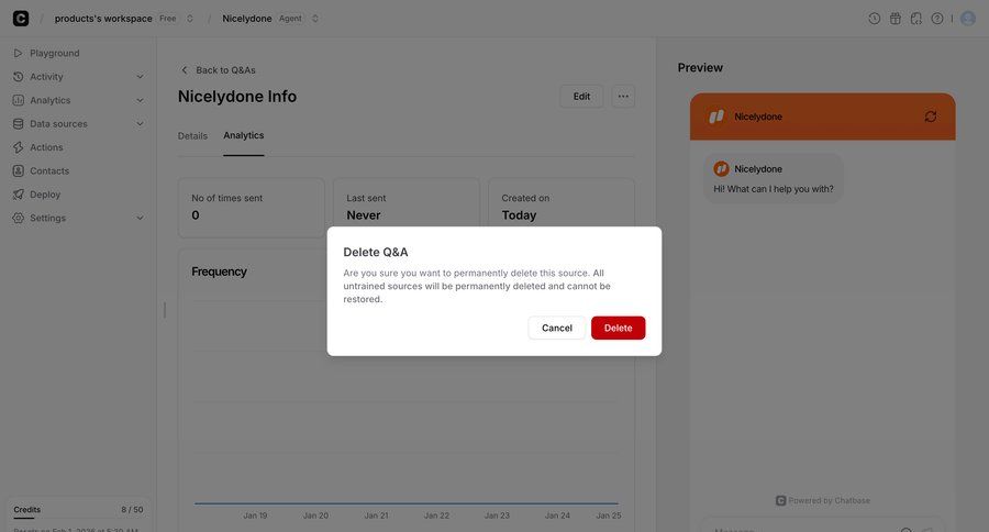 Chatbase
			 data management modal dialog ui page example