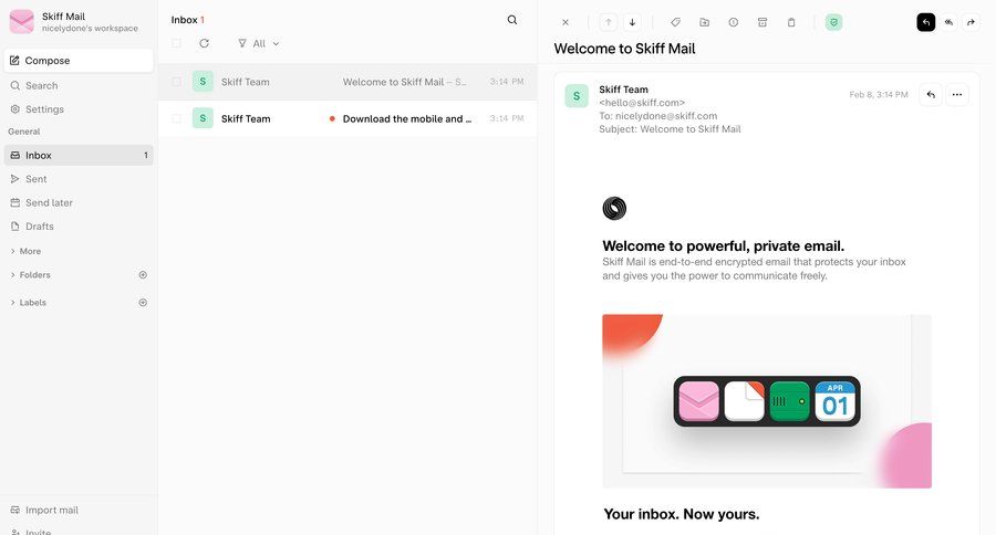 Skiff
			 sidebar navigation split screen email management email inbox management inbox dropdown filters sidebar communication menu modern ui page example