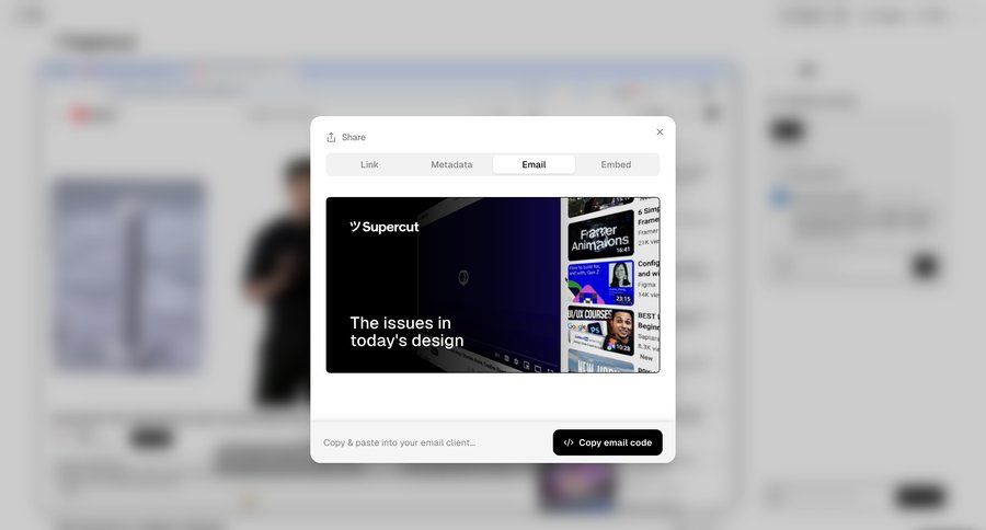 Supercut
			 share modal content sharing sharing code snippet ui page example