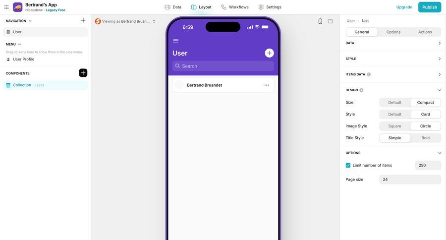 Glide
			 settings user management hierarchical navigation menu search bar configuration screen ui page example