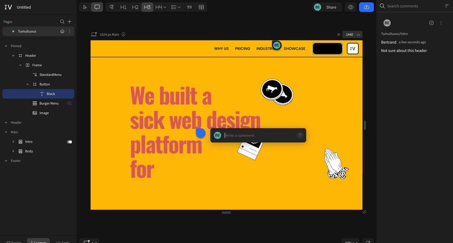 Vev
			 collaboration sidebar navigation design real-time collaboration content hierarchy sidebar menu ui page example