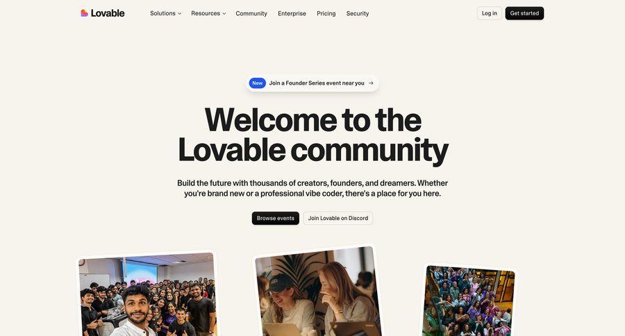Lovable
				events ui page example