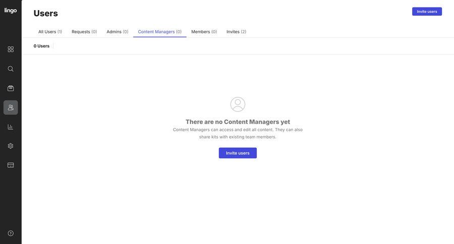 Lingo
			 collaboration user management user invitation empty state message ui page example