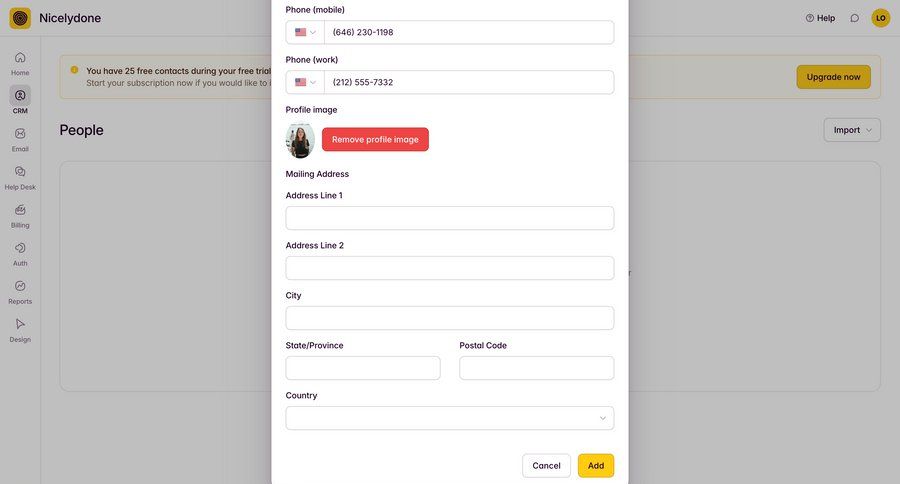 Outseta
			 modal screen settings onboarding form account setup user profile ui page example