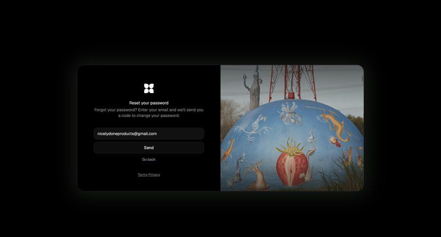 Flora
			signin password reset form modal & popover authentication modern dark theme modal dialog form security account management split view ui page example