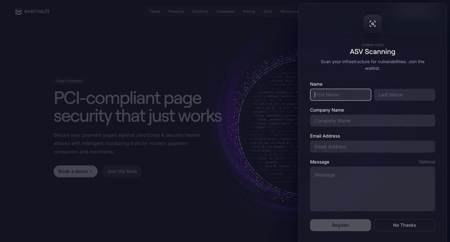 Evervault
			 coming soon auth payment page version control ui page example