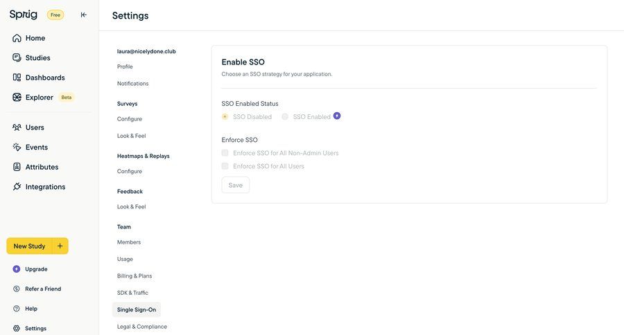 Sprig
			 modern sidebar user authentication user settings settings security user management sidebar navigation account management account settings configuration sso settings ui page example