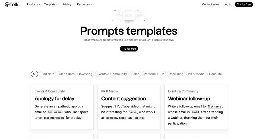 Folk
				templates page example