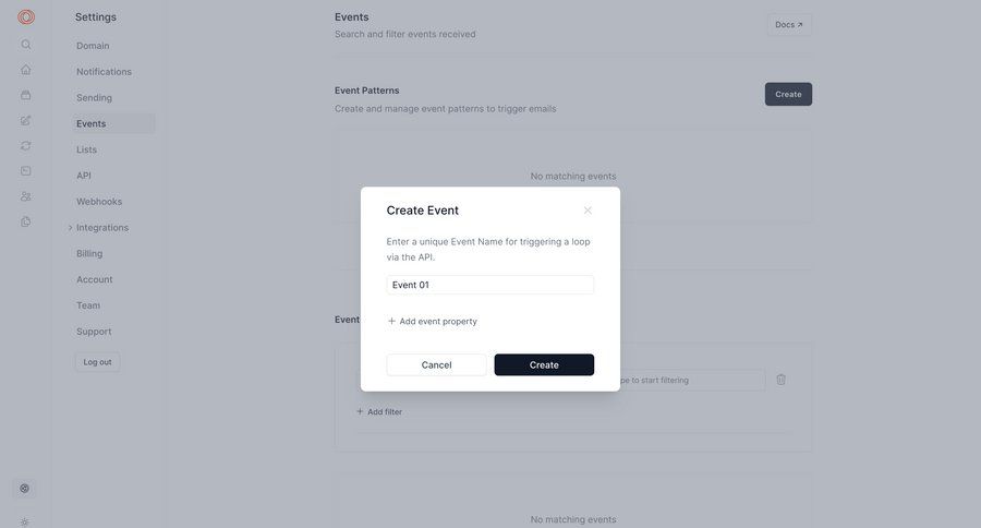 Loops
			 event management ui page example
