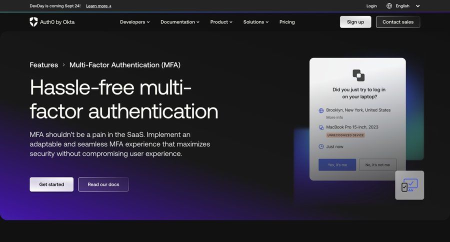 Auth0
			 coming soon features mfa ui page example