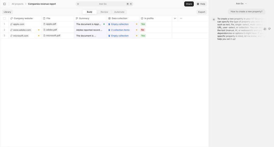V7
			 data management project management finance export exporting data data analysis financial reporting document list table review contextual help ui page example