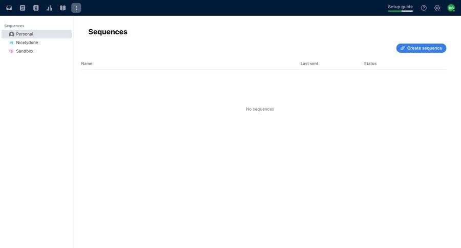Front
			 sidebar navigation onboarding automation task completion sidebar blank state void blank non-ideal state empty page prompt create table email marketing ui page example
