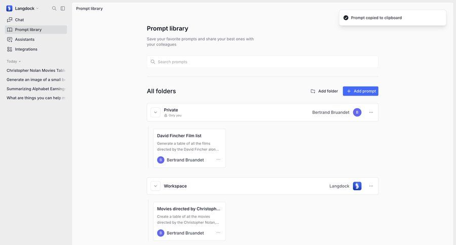 Langdock
			 sidebar navigation artificial intelligence sidebar menu folder cards ui ui page example