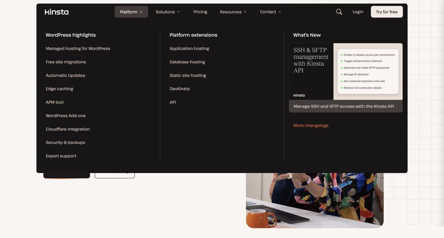 Kinsta
				dropdown & other states ui page example