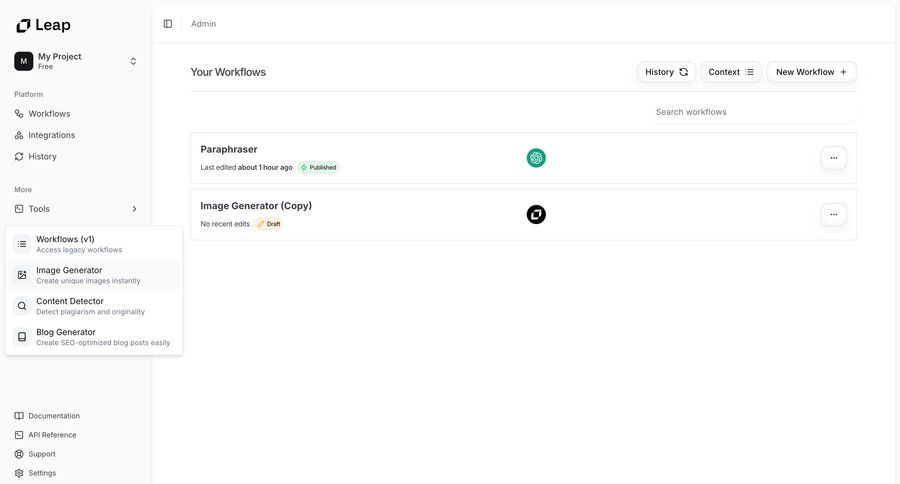 Leap
			 folder ui page example