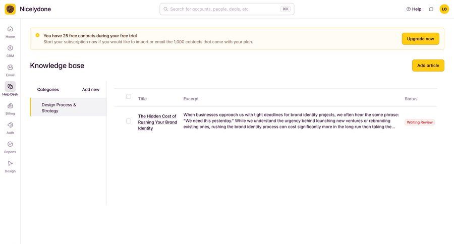 Outseta
			 content management sidebar navigation grid onboarding design knowledge base content discovery sidebar documentation table ui page example