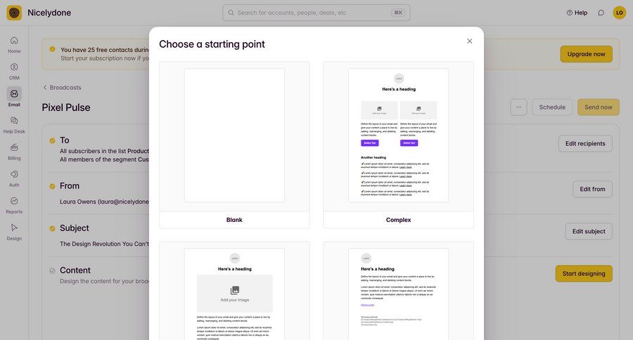 Outseta
			create modal & popover templates email template selection communication ui page example