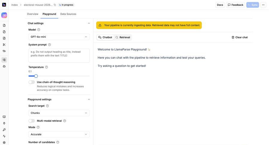 Llamaindex
			 chat interface ui page example