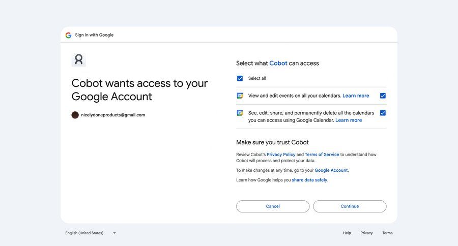 Cobot
				signin ui page example