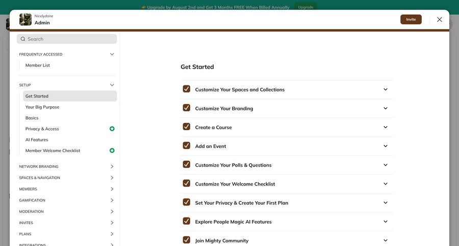 Mighty
			 modal screen onboarding progress indicator expandable sections hierarchical navigation ui page example