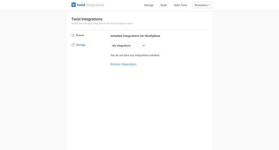 Twist
			 integration management team integrations ui page example
