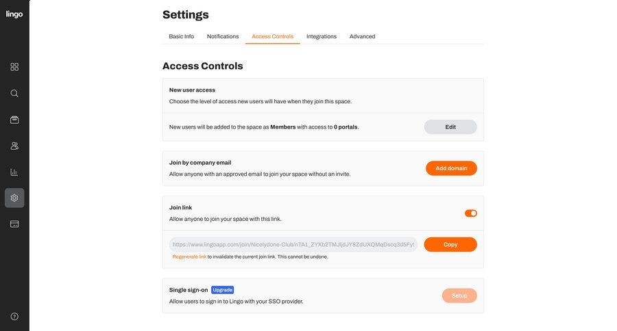 Lingo
			 configuration settings user management access control user access control ui page example